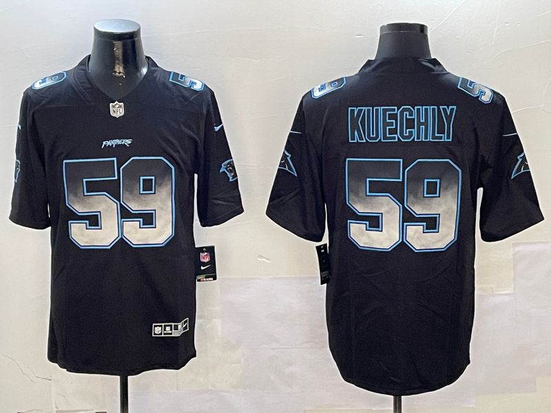 Men Carolina Panthers #59 Kuechly Black Nike Smoke Fashion 2024 Limited NFL Jersey style 2